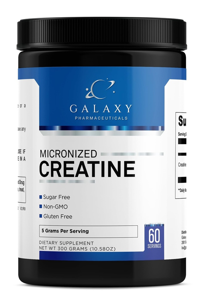 Micronized Creatine Monohydrate Powder, 5g per Serving, 60 Servings, Sugar Free, Non-GMO, Gluten Free