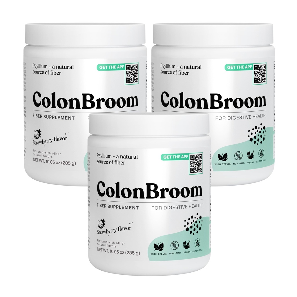 ColonBroom Psyllium Husk Powder - Colon Cleanse for Bloating Relief & Gut Health - Fiber Powder Drink - Easy to Mix - Vegan, Gluten Free, Non-GMO - Strawberry (150 Servings)