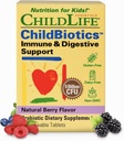LEVNEDSMIDLER Childbiotics immun & fordøjelsesstøtte - Kids Probiotika, Probiotika til børn og tandlæger, Childrens Chewable Probiotika til Gut Health - Natural Berry, 30 tyggetabletter