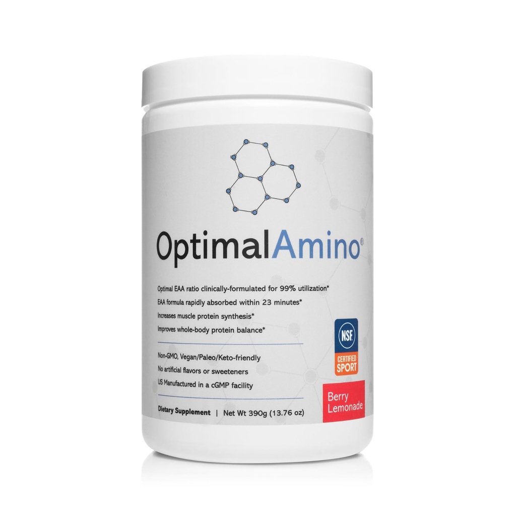 OptimalAmino® Best Pre/Post Workout Recovery Drink, 99% Utilization Essential Amino Acid Supplement, NSF Certified for Sport® Certified