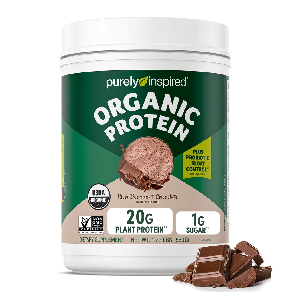 Rent Inspireret Plant- baseret protein pulver til mænd og kvinder, Rich dekadent chokolade (16 Servere) - Vegan & Organic - 20g af Pea Protein pulver til smoothies & shakes - Dairy- Free, & Gluten- Free