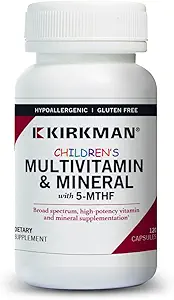 Kirkman - Børns Multivitamin & Mineral - 120 kapsler - med 5-MTHF - Potent Broad Spectrum Vitamin / Mineral supplement - Hypoallergen