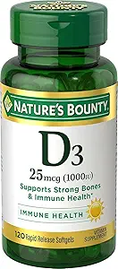 Nature 's Bounty Vitamin D3, 1000 IE, High Potency, 120 Softgels, pakke med 4