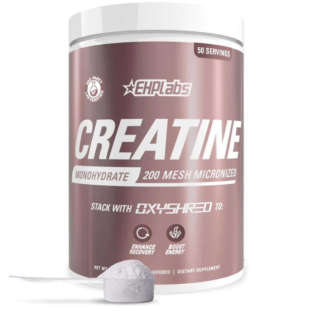 EHP Labs CREA-8 Creatine Monohydrate Powder - Unflavored Creatine Powder for Muscle Growth, Increased Strength, Enhanced Energy Output and Improved Performance - 50 Servings (250g)
