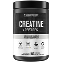 Jacked Factory Creatine + Peptides - Creatine Monohydrate and PeptiStrong Peptides for Muscle Growth and Reduced Muscle Breakdown - Unflavored - 50 Servings