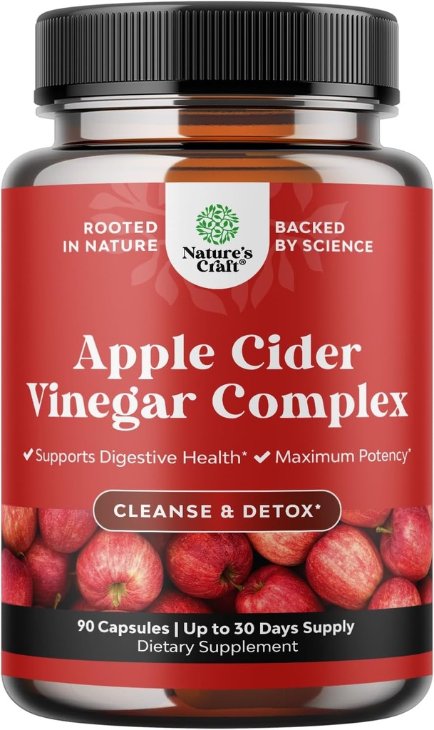 Rengøring Apple Cider Vincipe kapsler - ACV Cleanse og Detox piller til Gut og fordøjelsessygdomme med Slimming Cayenne - Ekstra styrke ACV kapsler til Gut Cleanse og fuld krop Detox (30 Servere)