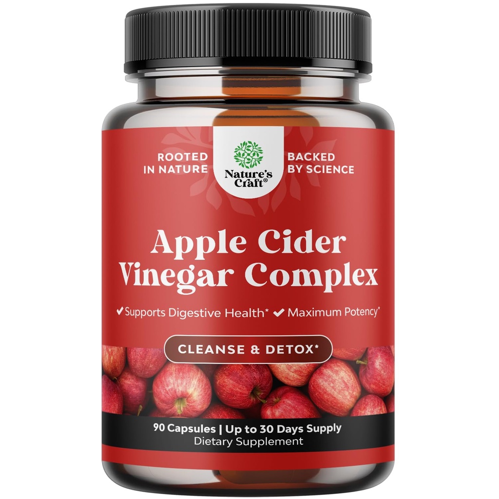Rengøring Apple Cider Vincipe kapsler - ACV Cleanse og Detox piller til Gut og fordøjelsessygdomme med Slimming Cayenne - Ekstra styrke ACV kapsler til Gut Cleanse og fuld krop Detox (30 Servere)