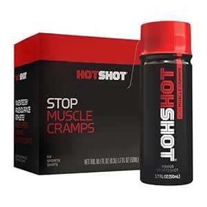 HOTSHOT Sports Shot Muscle Cramp Relief, All Natural Liquid Sports Drink, Scientific Proven, for ben og nat kramper, Stolt NSF Certified for Sport, (Spicy Mango) (1.7 Fl Oz) (Pack of 6)