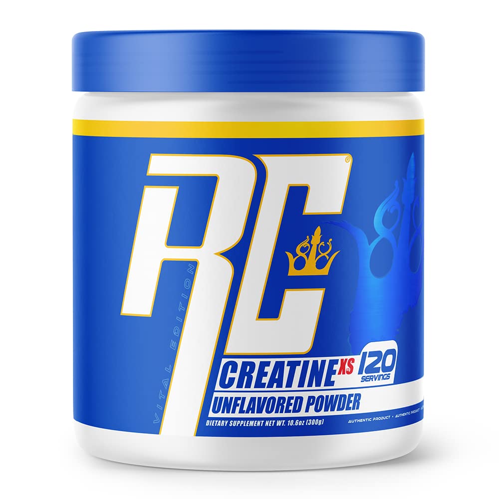 Ronnie Coleman Signature Series Creatine- XS, Creatine monohydrat pulver, Post Workout Inddrivelse for muskeltræning og styrke, Energistøtte, Mass Gainer, Unflavored, 120 Serveringer