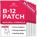 B12 Patches (pakke af 36) - 100% naturlige Vitamin Patches for kvinder, energi, Focus & Body Support, Self-Adhesive Transparent Patches - Forbedret formel
