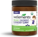 Wellows Organic Children 's Elderberry Gummy Bummy 124; Daily Kids immunsupport Gummies *, Lavet med C-vitamin og zink, USDA Certified Organic, Ingen kunstige farver Bummy 124; 2 År +, 60 Greve