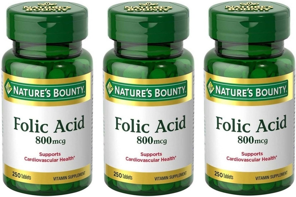 Folinsyre 800 mcg tabletter Maksimal styrke, 3 flasker (250 Tæl)