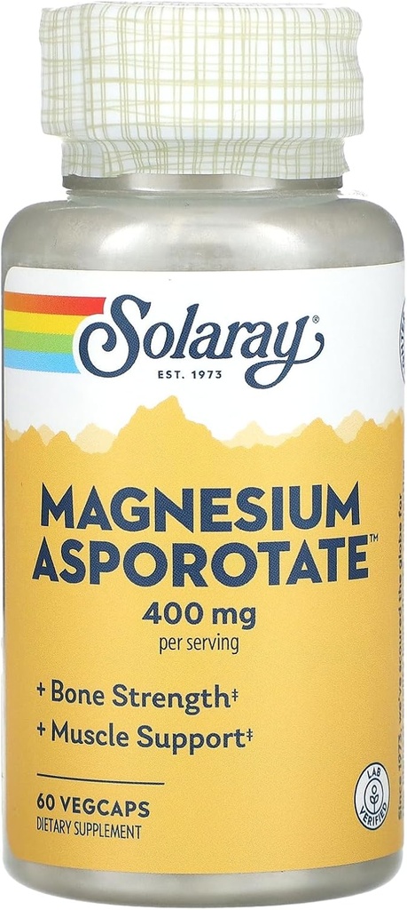 Solaray Magnesium Asporot Supplement, 200 mg, 60 Tælling