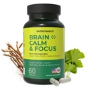 Brain Health Supplement for Memory, Focus & Calm, Cognitive Support with Ashwagandha, L-Theanine, Alpha GPC, Bacopa & Ginkgo, Daily Brain Support, 60 Capsules