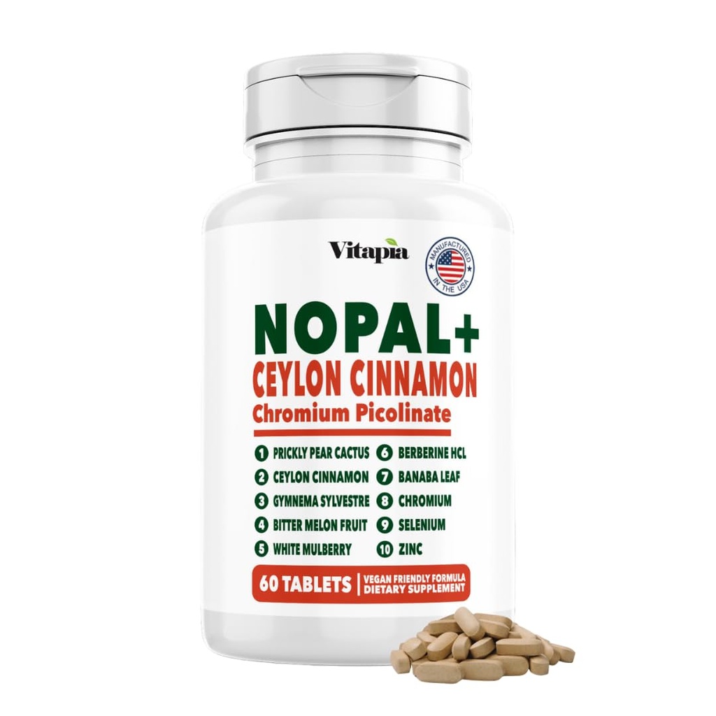 Vitapia Nopal Cactus Extract for Antioxidant, Hud, Metabolisme, Wellness, Heart Health Support - 60 Multi Kapsler - Ikke GMO, Gluten Free Supplement
