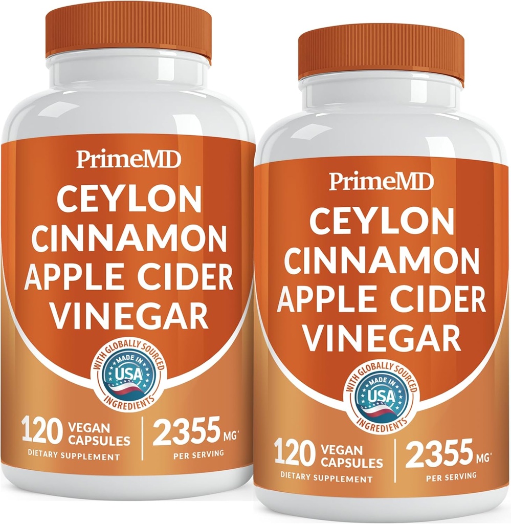 5-in-1 Ceylon kanel kapsler 2355mg - Apple Cider eddike kapsler med gurkemeje, Panax Ginseng, og Bioperine (120 Tæl, pakke med 2)
