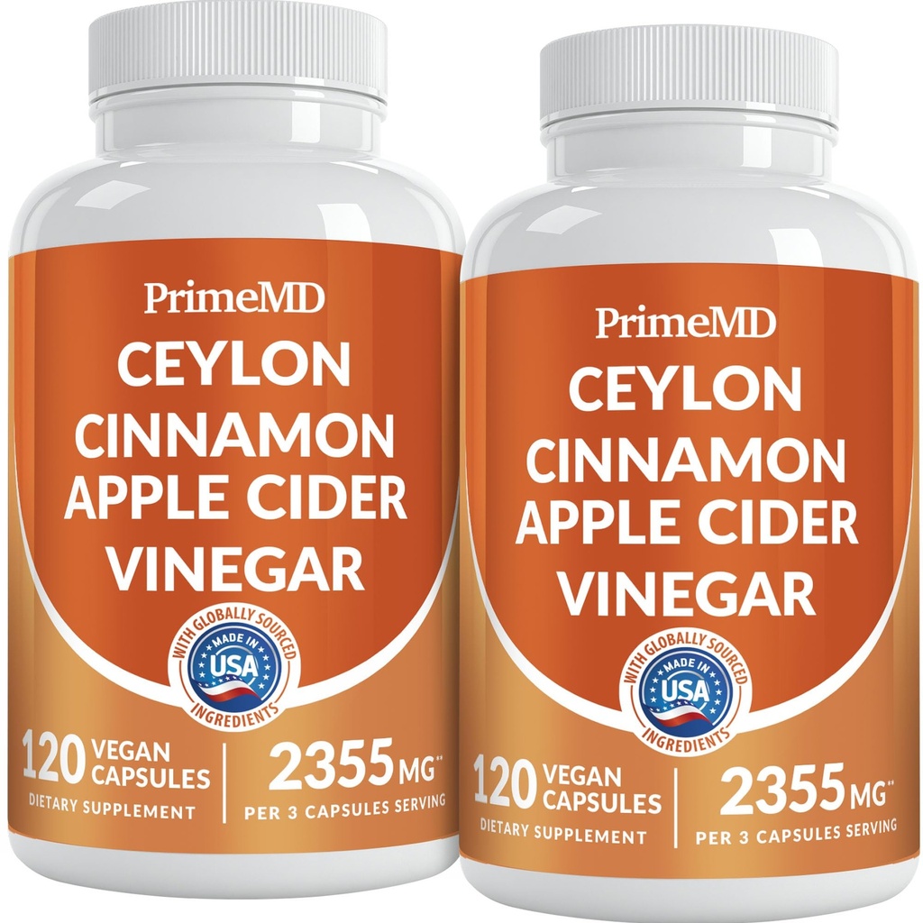 5-in-1 Ceylon kanel kapsler 2355mg - Apple Cider eddike kapsler med gurkemeje, Panax Ginseng, og Bioperine (120 Tæl, pakke med 2)