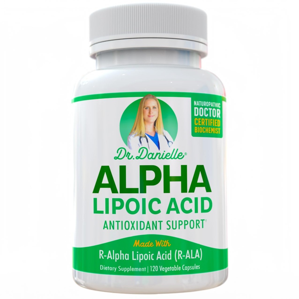 Alpha- Lipoic Acid af Dr. Danielle, neuropati Support, Non-GMO, Gluten- Free, Vegan, Soy- Free, Promoes Sund Blood Sugar, Alpha R Lipoic Acid R- ALA, R- ALA, 120 Veggie Caps
