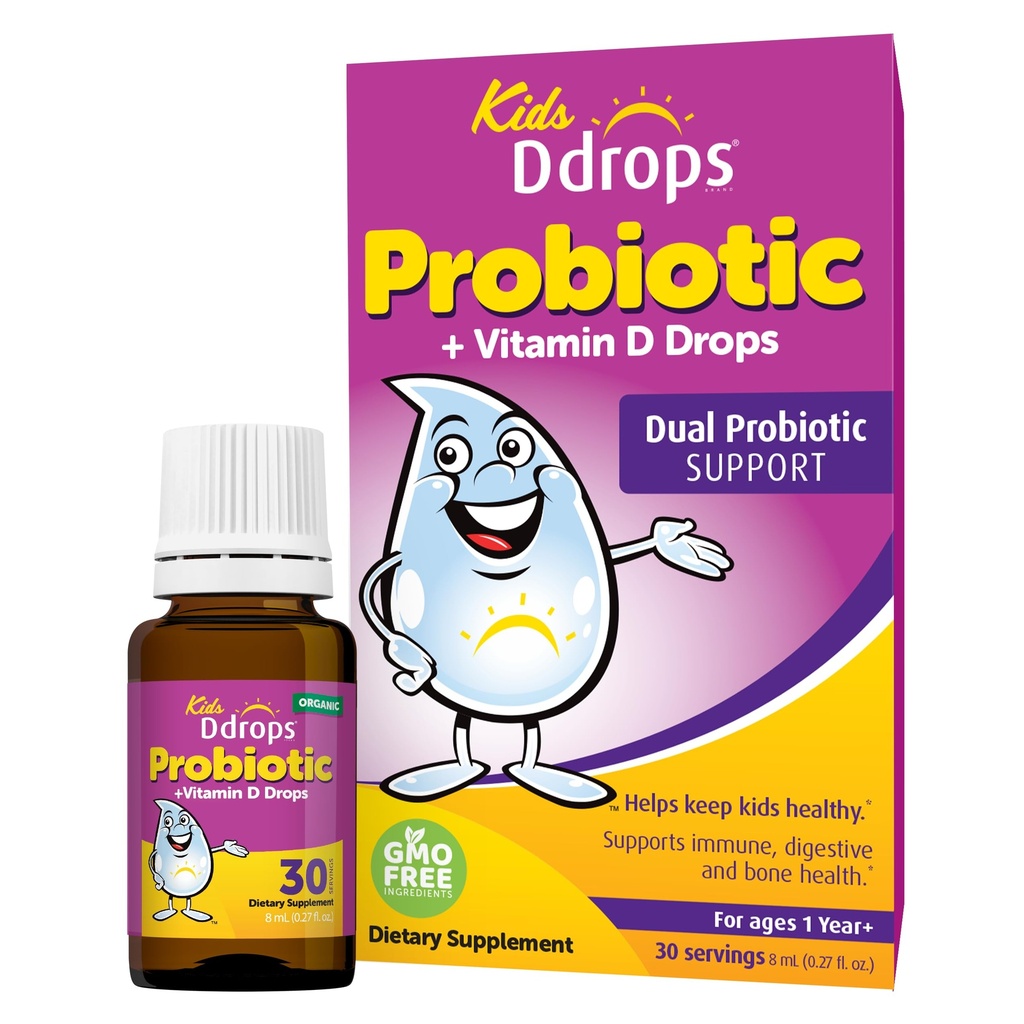 Ddrops Kids' Probiotic Drops Vitamin D 600 IU for Digestive and Immune Health - 0.27 fl oz/30 Servings