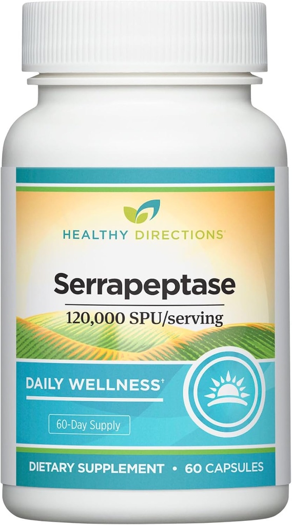 Sunde anvisninger Serrapeptase - 120.000 SPU / Servering, 60 Veganske kapsler, til brug som en del af din daglige wellness regime (60- dages forsyning)