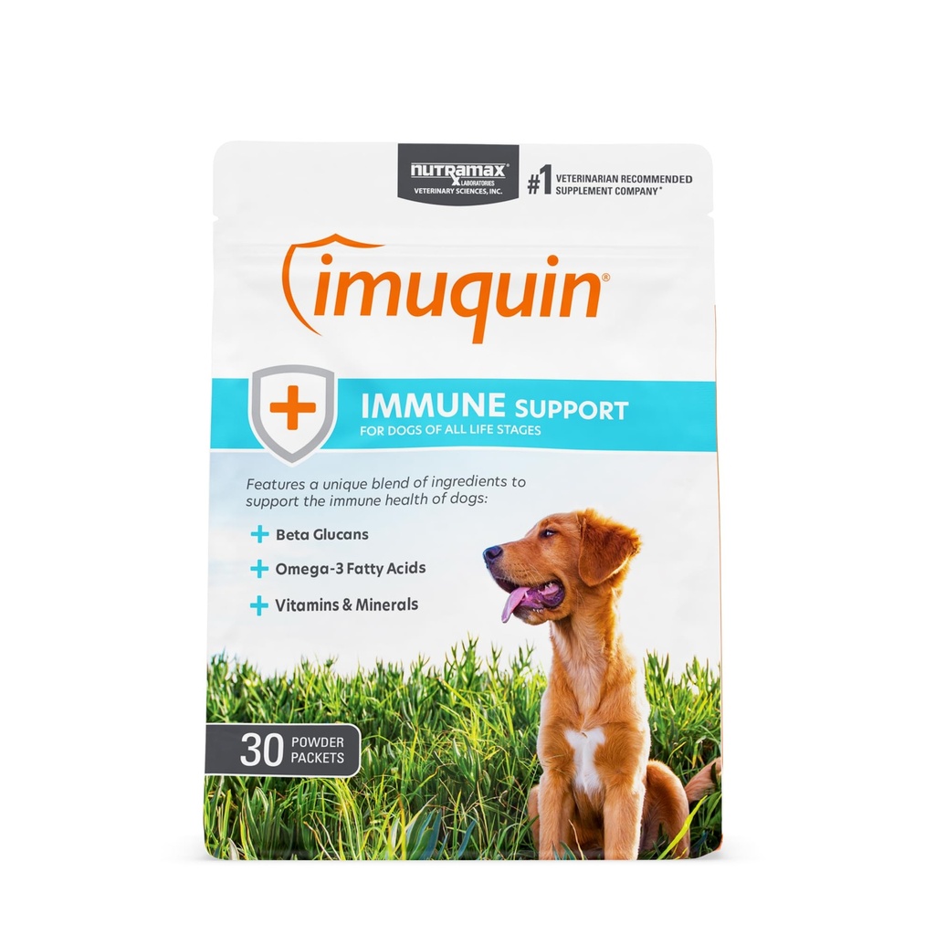 Nutramax Laboratories Nutramax Imuquin immunforsvar supplement pulver til hunde, med Beta glucans, Marine Lipider, Vitamin og Min, 30 Pakker, Opdateret version