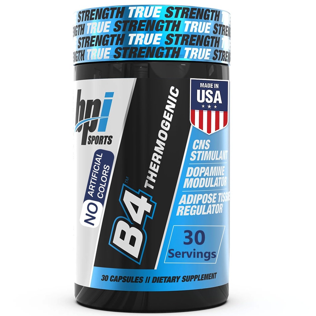 BPI Sports B4 - Ekstra styrke Natural Fat Burner for kvinder & mænd - Keto-Friendly Fat Burner Kapsler, Vægttab & Appetit Kontrol -Koffein, Niacin, Quercetin, Yohimbine - 30 Servering - 710mg