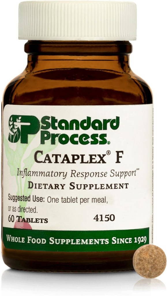 Standard Process Inc. Cataplex F - Whole Food Supplement, Thyroid Support, Metabolisme, Hud Sundhed, og Hårsundhed med B6-vitamin, jod, Flaxseed Oil - 90 tabletter