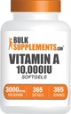BulkSupplements.com Vitamin A 10000 IE Softgels - som Retinyl Palmitat, Vitamin A tillæg - for øje & immunforsvar, Gluten Free, 1 Softgel per servering, 365 Count (pakke med 1)