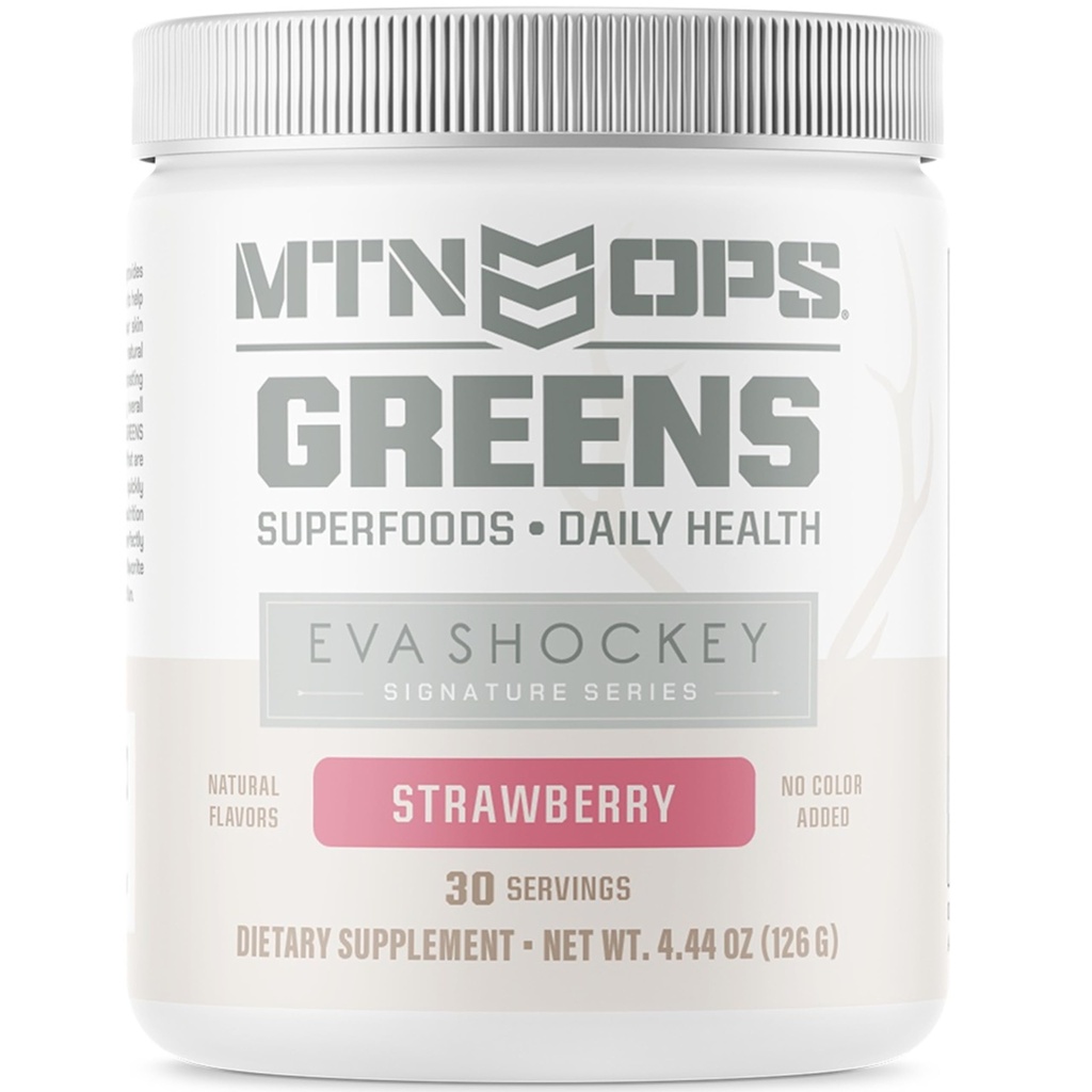 MTN OPS Eva Shockey Signature Series Super Green Organic Super Foods Powder, Jordbær, 30 Servering, Jordbær, 4.4 Ounce