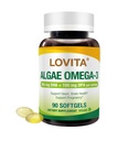 Lovita Algae Omega-3, Vegan og Plant- baseret DHA & DPA, Fish Oil Alternative, 1000mg Algae Oil, Support Heart and Brain Health, Carrageen- Free, 90 Softgels