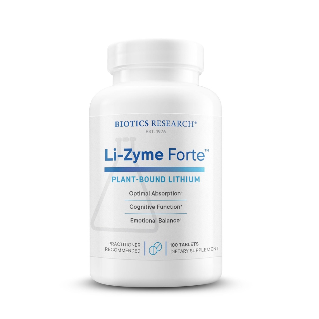 Biotics Research Li Zyme Forte Plant- indkøbt, phytokemisk Bound Lithium, Understøtter Brain Funktion, Hukommelse og Mood Support, 100 tabletter