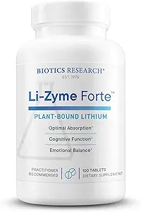 Biotics Research Li Zyme Forte Plant-sourced, phytochemically Bound Lithium, Supports Brain Function, Memory and Mood Support,100 Tablets