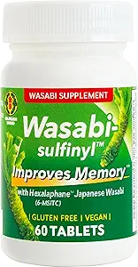 Wasabi Sulfinyl tillæg med Hexalaphane Japansk Wasabi (6- MSITC) 60 tabletter til 2 måneder Supply - Forbedrer hukommelse, hukommelse pill, hjerne tåge, hjerne sundhed, kognitiv supplement