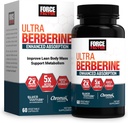 FORCE FACTOR Ultra Berberine Enhanced Absorption, with Ceylon Cinnamon, Dihydroberberine & Chrom, 5X Absorption, 2X Længere Lancering, Promote Lean Body Mass, 60 Vegetabilske kapsler