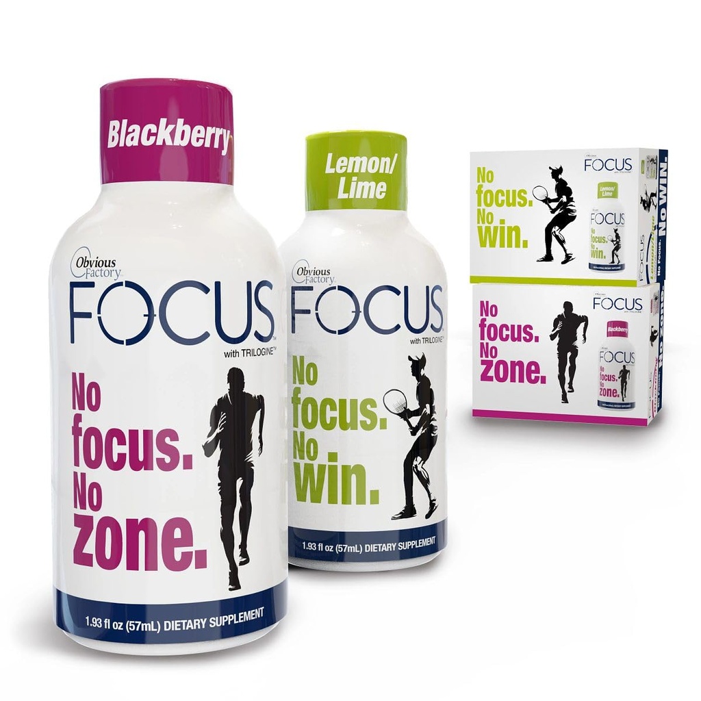 Fokus Skud med Trilogin, Stay Sharp, Zero Sugar Energy Boost, Variety Pack, 24 Greve (1,93 fl oz), Blackberry, Lemon Lime Flavors