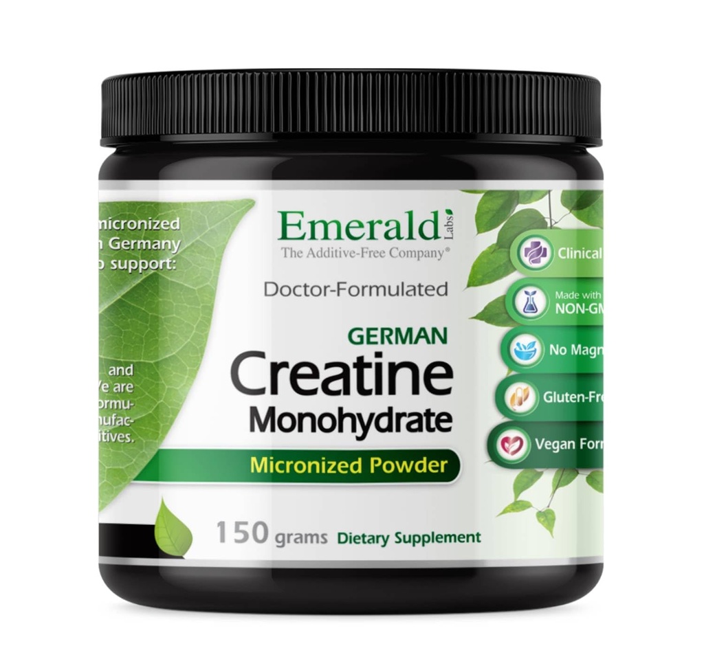 Emerald Labs German Creatine Monohydrate Micronized Powder - Supports Muscle, Brain & Immune Health - Doctor-Formulated, Vegan, Non-GMO, Gluten-Free, No Additives - 5000mg per Serving, 30 Servings