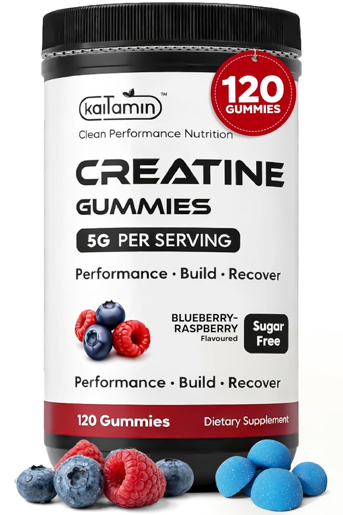 Creatine Monohydrate Gummies 5g – Sugar Free, Vegan, Halal, Non-GMO – Muscle, Strength, Recovery & Brain Health – for Women & Men – 120 Count, 30 Servings