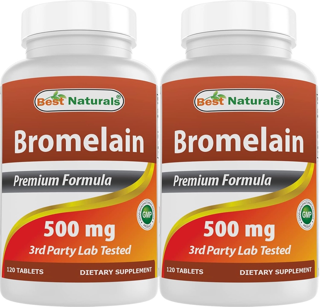 Bedste Naturals Bromelain 500 mg 120 tabletter (120 greve (pakke med 2))
