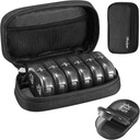 Serfeymi Weekly Travel Pill Organizer 2 gange en dag PM opgraderet Black Pill Box 7 dag med Portable Zipper Canvas Pill Case, Medicin Organizer til piller, Vitaminer, Kosttilskud, Fiskeolier - Black 01