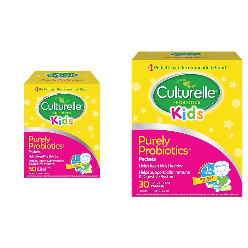 Culturelle Kids Probiotics Daily Packets Digestive & Immune Support, Pediatrician Recommended #1 Brand, 50 Count & 30 Count