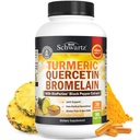 Gurkemeje Quercetin med bromelain Supplement - Natural Extra Strength Immun og fælles støtte med BioPerine Black Pepper til Max Absorption - Organic Tumerisk bromelain Supplement Vegan Safe, Non- GMO