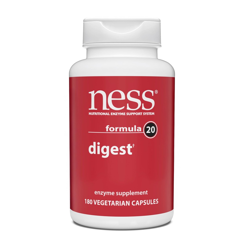 Ness® Digest | Multi-Enzyme Digestive Supplement | Supports Protein, Fat, Carbohydrate & Fiber Digestion | Broad-Spectrum Enzyme Blend | 180 Vegetarian Capsules