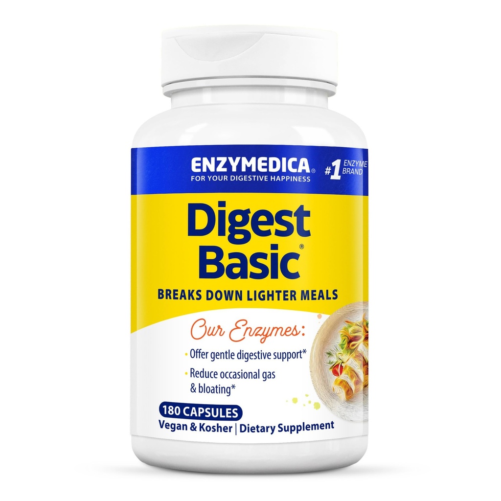 Enzymedica - Digest Basic, Essential, Full Spectrum Digestive Enzymes, 180 Capsules