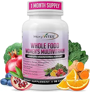 Methyleret Multivitamin til kvinder med jern - Dame Multivitamin med 44 Økologiske hele fødevarer & tilsat næringsstoffer - Daglig Vitamin til kvinder Komplet multisystem support, 90 Vegan Caps, Ikke GMO