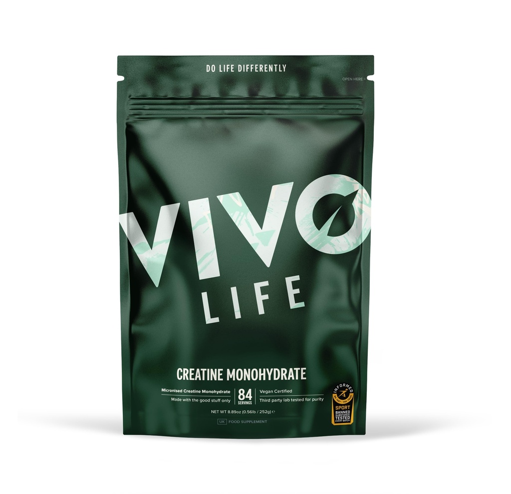 Vivo Life - Creatin monohydrat pulver mikroniseret - Vegan, Ikke aromatiseret (8.8 oz, 84 Servere)