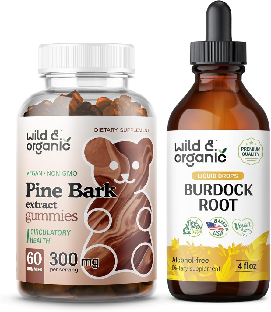 Wild & Organic Pine Bark Extract Gummies & Burdock Root Tinktur 4 fl oz