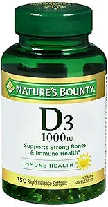 Nature's Bounty Bounty D-1000 IU Dietary Supplement Rapid Release Liquid Softgels 350 ea (Pack of 3)