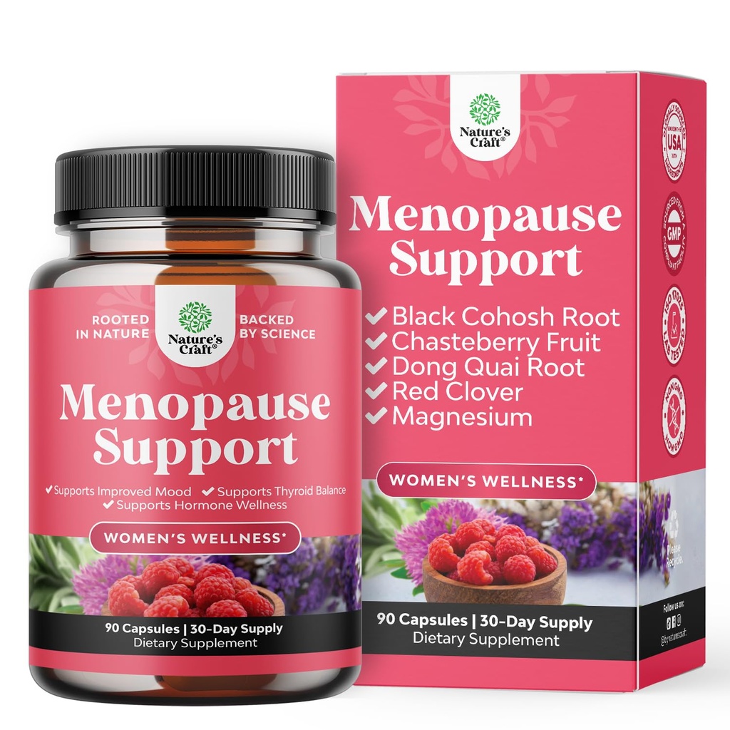 Komplet herbal menopause supplement til kvinder - Multibenefit menopause Ease Hormone Balance for kvinder for natten Sweats Mood og mere med Dong Quai Vitex Chaste Berry og Black Cohosh - Mini Caps