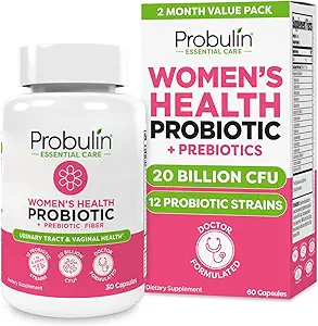 Probulin Kvinder Probiotiske - Vaginal, UT, Gut & immunforsvar Sundhed med Lactobacillus Reuteri - 20 Millioner CFU, 12 Probiotiske Strops & Prebiotika - 60 Vegan, Gluten Free Capsules for Whole- Body Wellness
