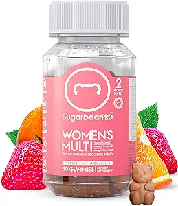 Sugarbear Women 's Multivitamin Gummies med Collagen, Glutathione, Omega-3, og Vitaminer - Vegan, Chewable Daily Supplement (1 måned)